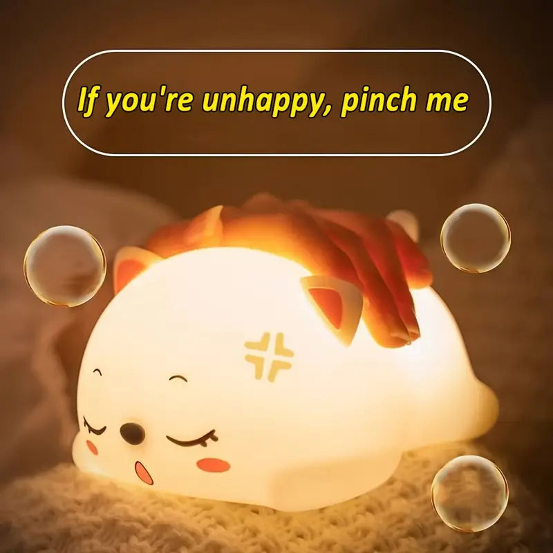 Cute Cat Night Light – Soft Silicone LED Lamp