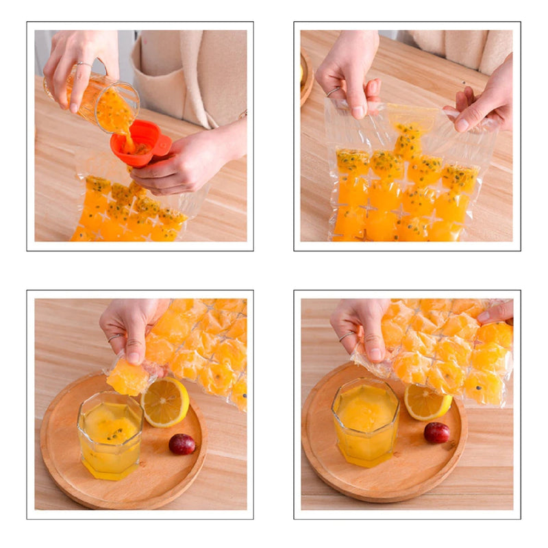 Disposable Ice Cube Bags, Cold Ice Pack Cooler Bag for Cocktail Food Wine