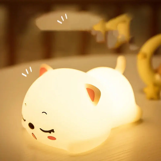 Cute Cat Night Light – Soft Silicone LED Lamp