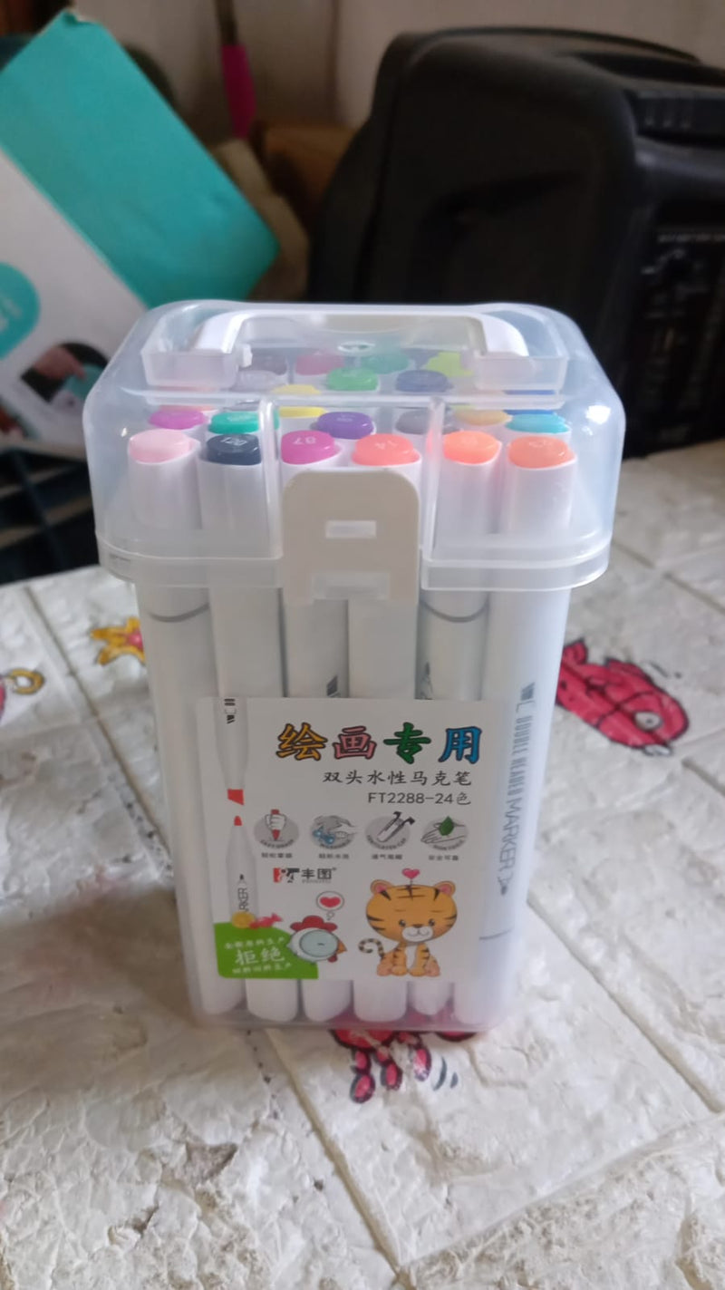 24-Color Double-Ended Art Markers Set for Kids & Adults (24 Pc)