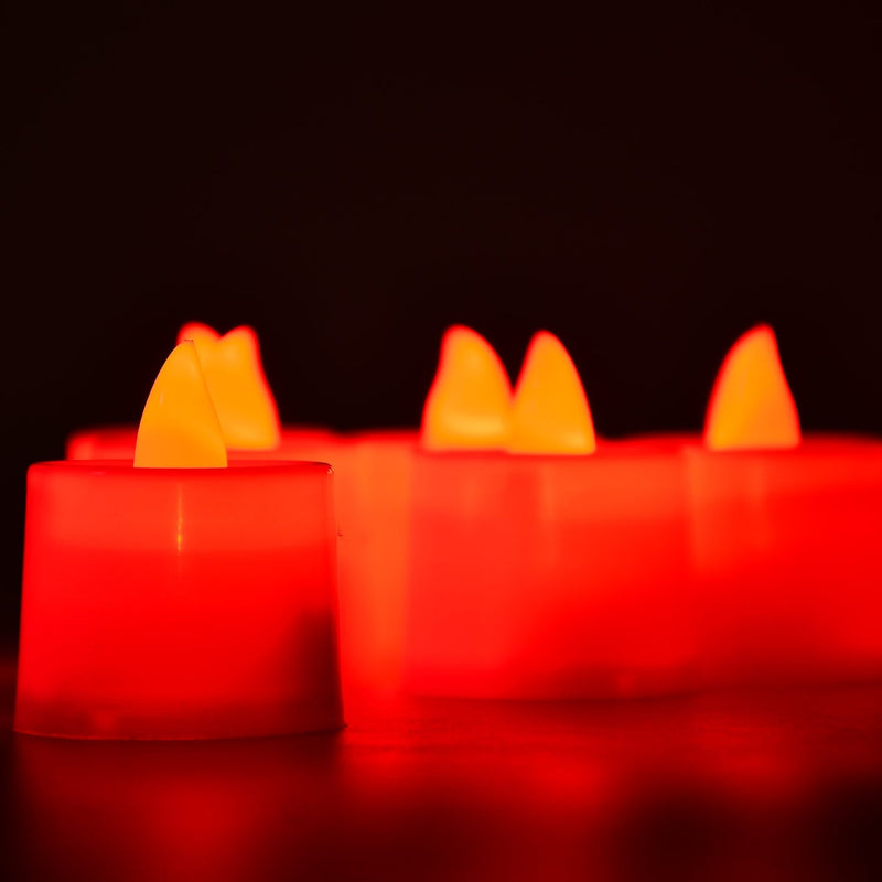Red LED Tealights Smokeless Flameless Candles for Home Decor, Diwali (24 Pcs)