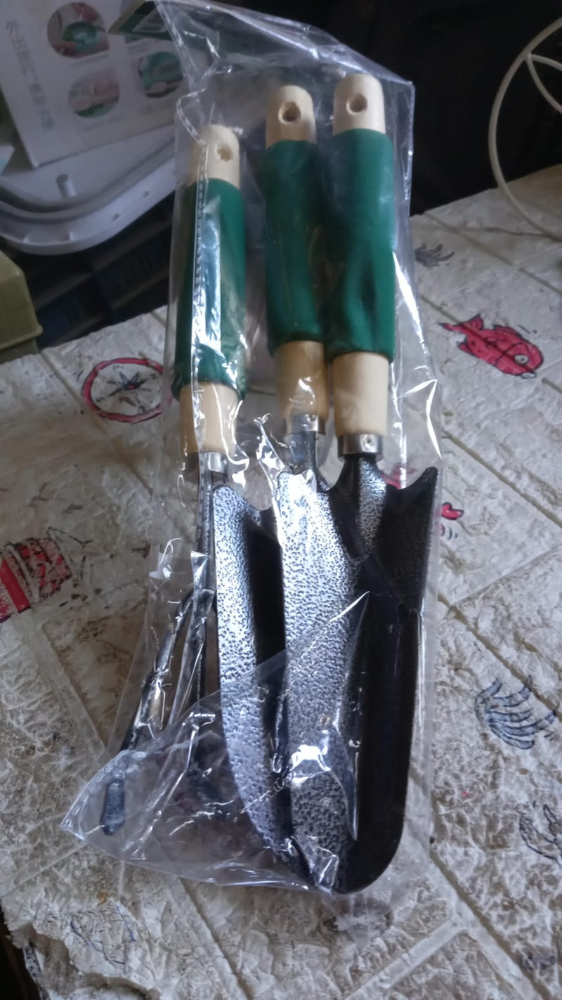 Gardening Tools Hand Cultivator Trowel Heavy Duty Wooden Handle 3 Pc