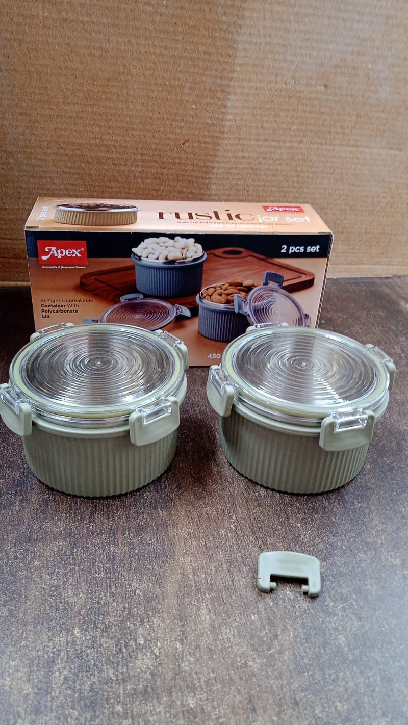 Apex Rustic Jar Set – 2 Pcs, 450ml Each Approx