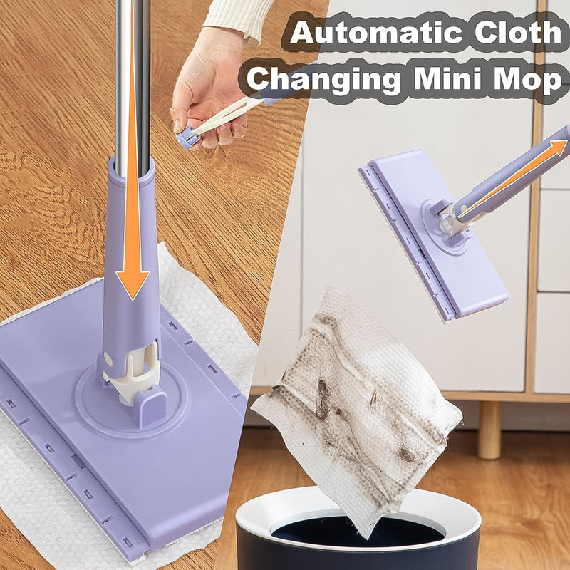 Mini Mop With Push & Pull Cloth Changing Handle