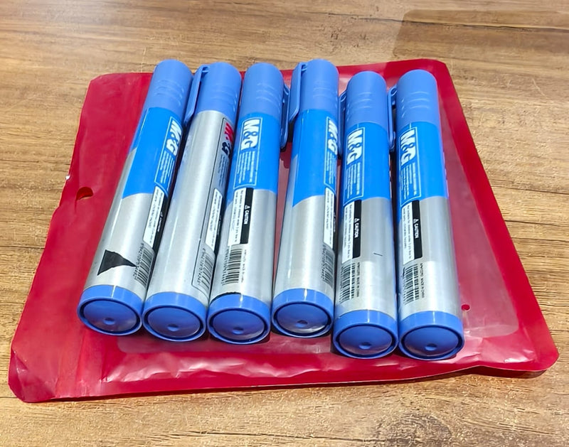 Premium Permanent Blue Marker Pen Set (6 Pcs Set)