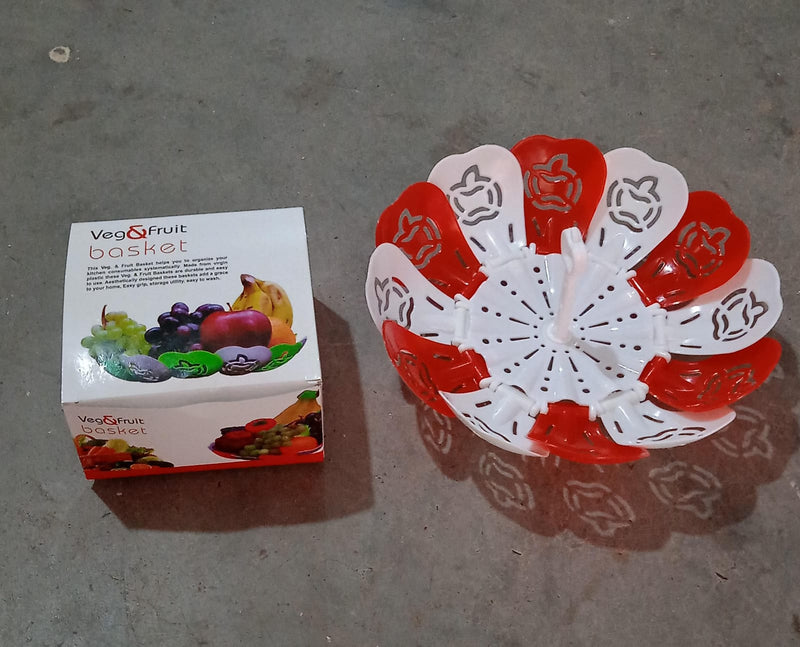 Folding Fruit Basket Hanging Stand – Lotus Shape Tray for Fruits & Vegetables (1 Pc)