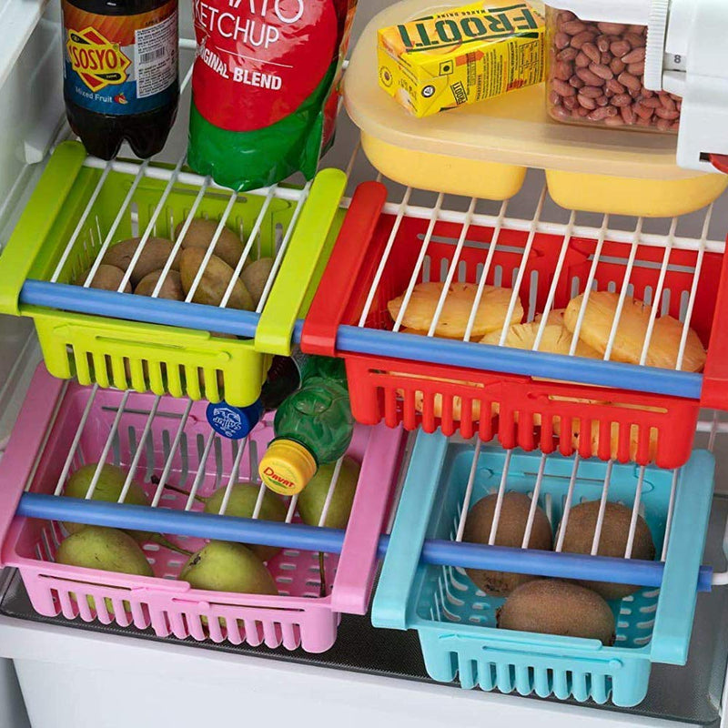 Adjustable Multi Colour Tray With Extra Storage, Pack Of 4 Tray