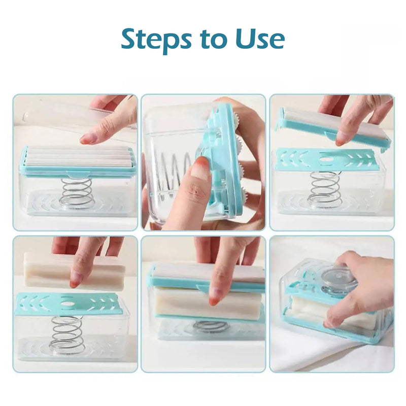 2-in-1 Portable Soap Dish / Soap Dispenser With Roller And Drain Holes