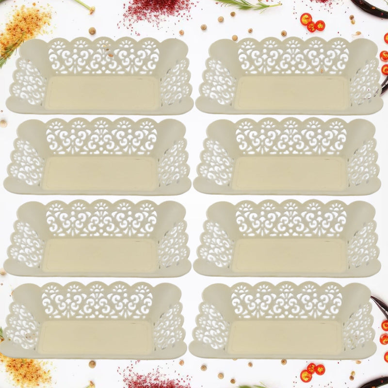 Rectangle Plastic Dinner Plate  Serving Trays Home School Office 8 Pcs Set