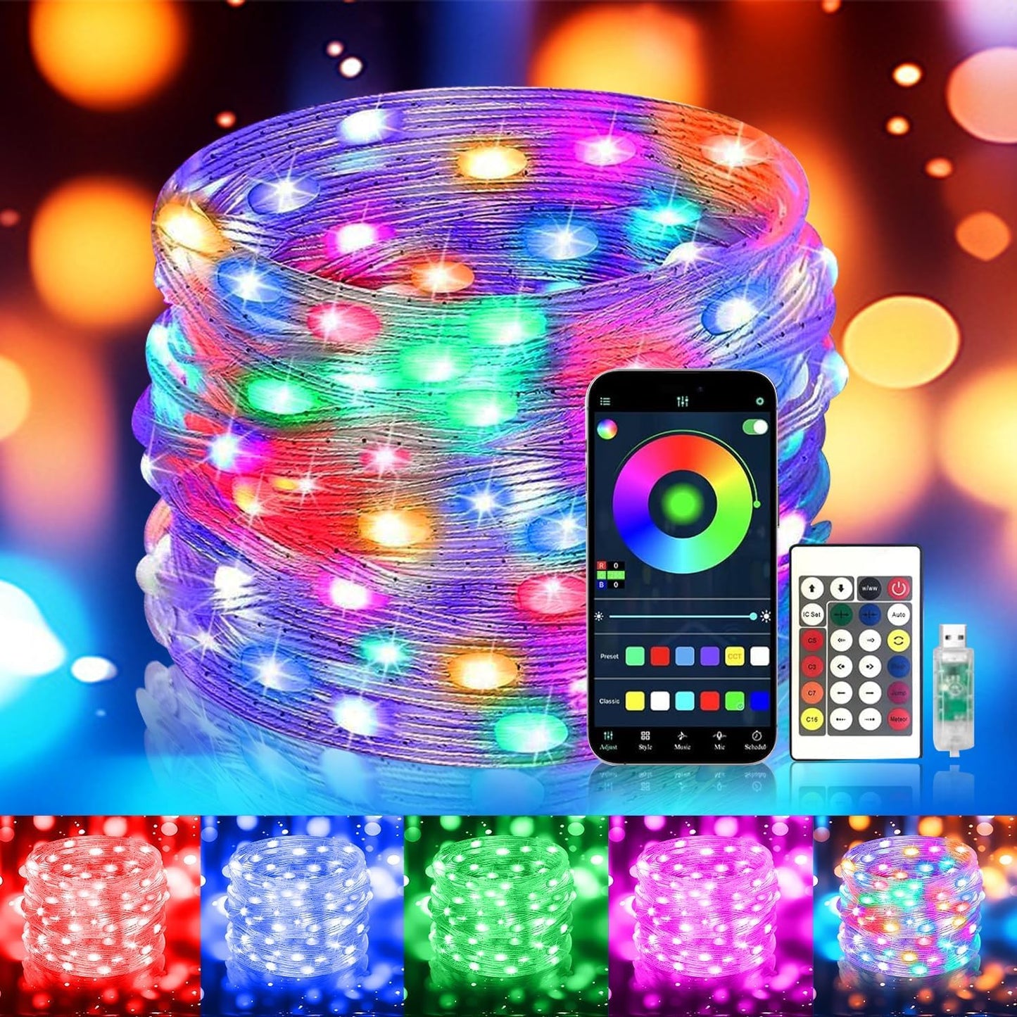 Smart LED Strip Light 10-meter Long with Remote. App control, Music/voice control