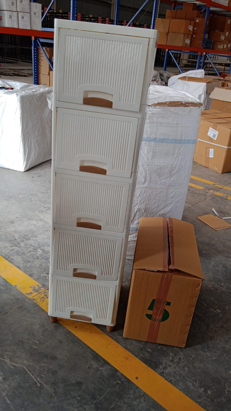 Multi-Purpose 5-Layer Plastic Storage Drawer Cabinet for Home and Office