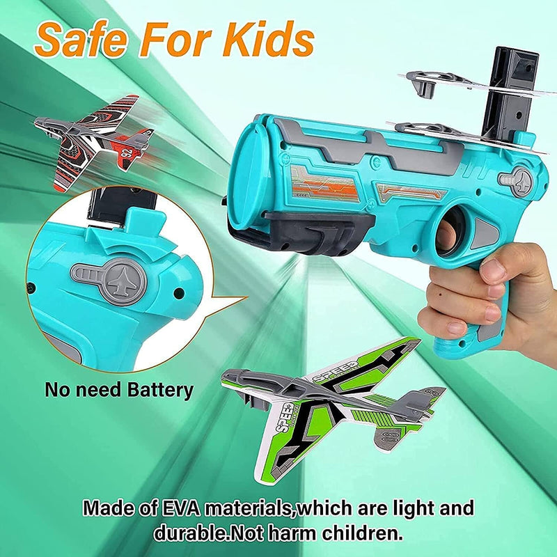 Airplane Launcher Gun Toy With Foam Glider Planes (5 Plane Include)