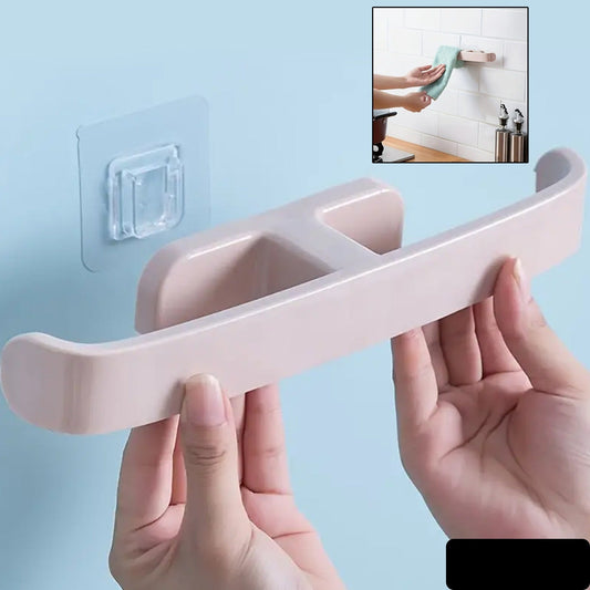 Bathroom Towel Slipper Hanging Rack Self Adhesive Wall Mounted (1 Pc)
