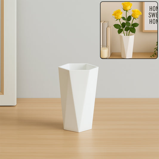 Modern Geometric Hexagon Plastic Flower Vase