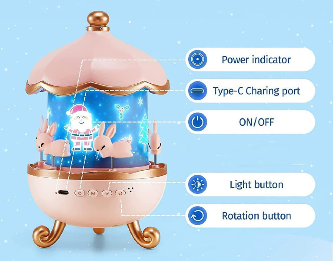 Bunny's Carousel Rotating LED Night Light Projector