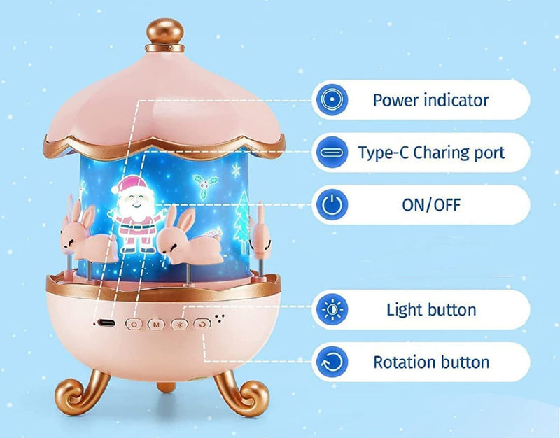 Bunny's Carousel Rotating LED Night Light Projector