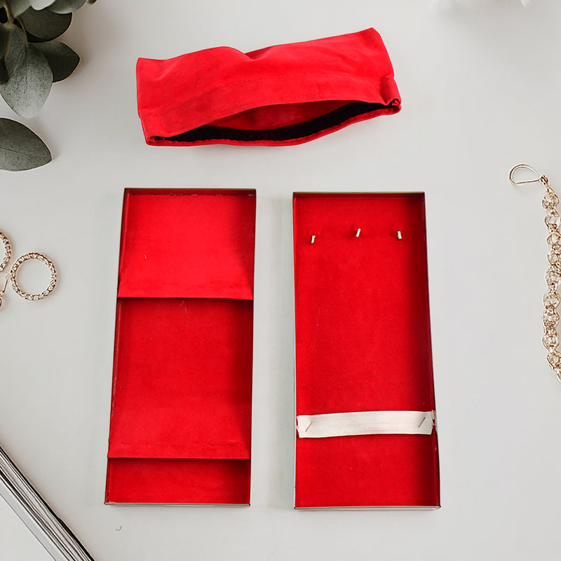 Premium Stainless Steel Velvet Lined Jewellery Storage Box With Lock And Red Interior