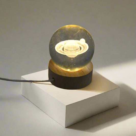 Astronaut 3D Crystal Ball Lamps With Wood Base
