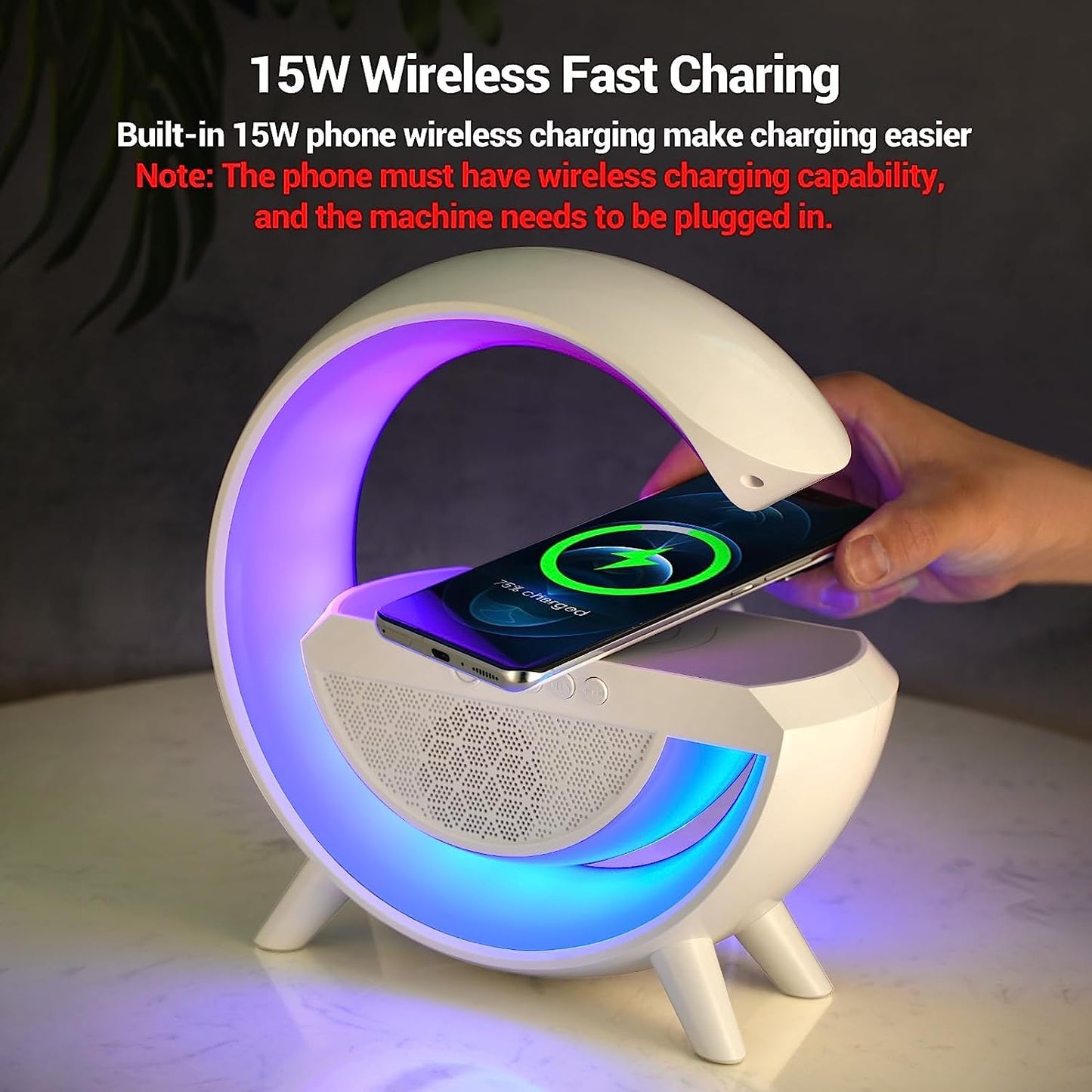 Multifunction LED Night Lamp With Bluetooth Speaker & Wireless Charging