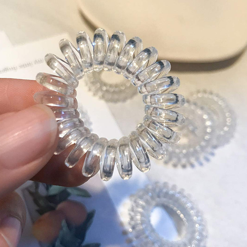 Transparent Spiral Coil Hair Band With Case 3 Pc Set