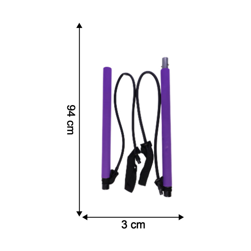 Fitness Exercise Tube Rod Gym Equipment Pilates Bar With Resistance Bands (2 Pc)