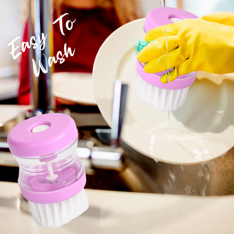 Plastic Wash Basin Brush Cleaner With Liquid Soap Dispenser (Multicolour)
