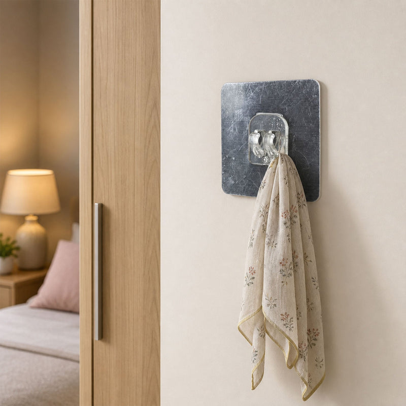 Self-adhesive Transparent Wall Hook Punch-free Strong Sticky Holder (1 Pc)