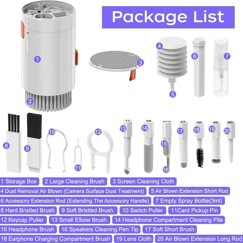 20-in-1 Cleaning Kit With Electronic Cleaning Brush & Spray For Airpods Pro, Ipad, Iphone, Camera & Computer Cleaning