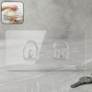 Transparent Double Hook Self Adhesive Wall Sticker (1 Pc)