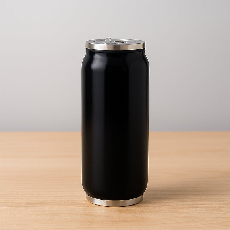 Stainless Steel Can-Shaped Vacuum Flask Built-In Straw 500ml Approx, Tumbler (1 Pc)