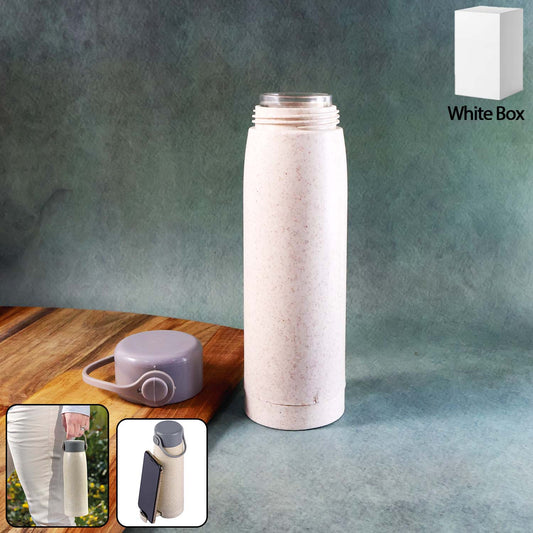 Creative Wheat Glass Water Bottle with Phone Holder (380ml)
