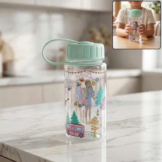 Kids Printed Water Bottle 400 Ml Approx (1 Pc)