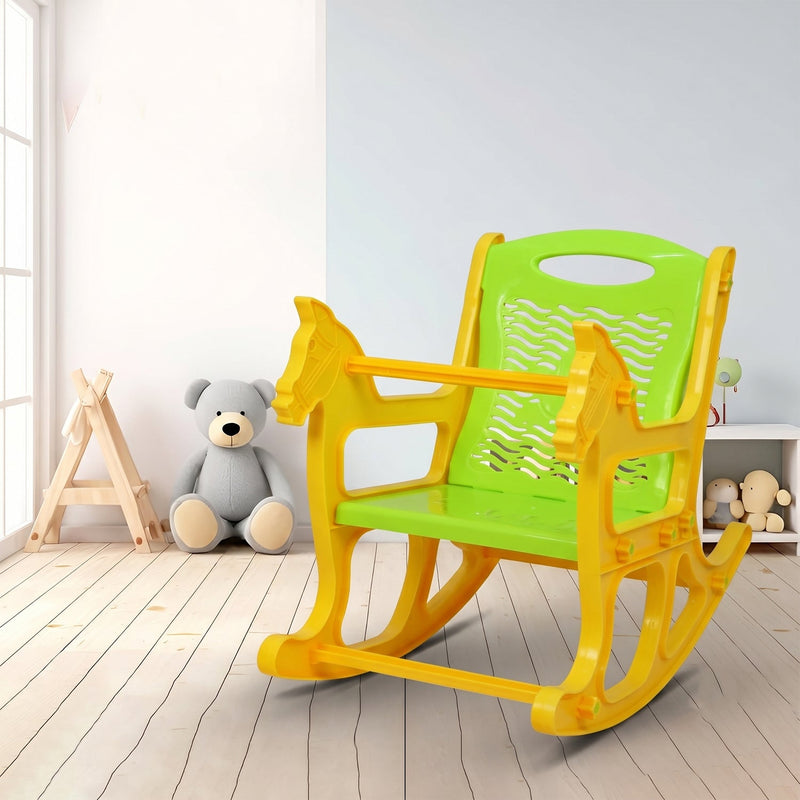Kids Plastic Horse Rocking Chair Baby Rocker Seat With Backrest (1 Pc)