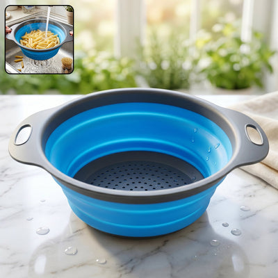 Foldable Silicone Strainer Space-saving Kitchen Drainer With Handles