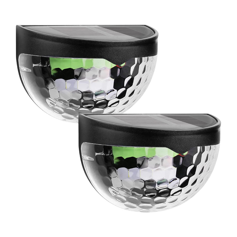 6 LED Solar Powered Wall Mount Fence Light With Honeycomb Shade Design (2 Pc Set)