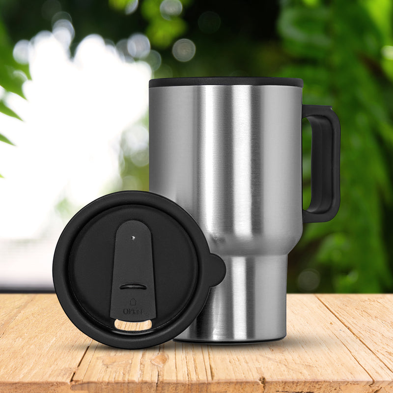 Stainless Steel Vacuum Glass, Insulated Glass Coffee Cup With Lid & Handle
