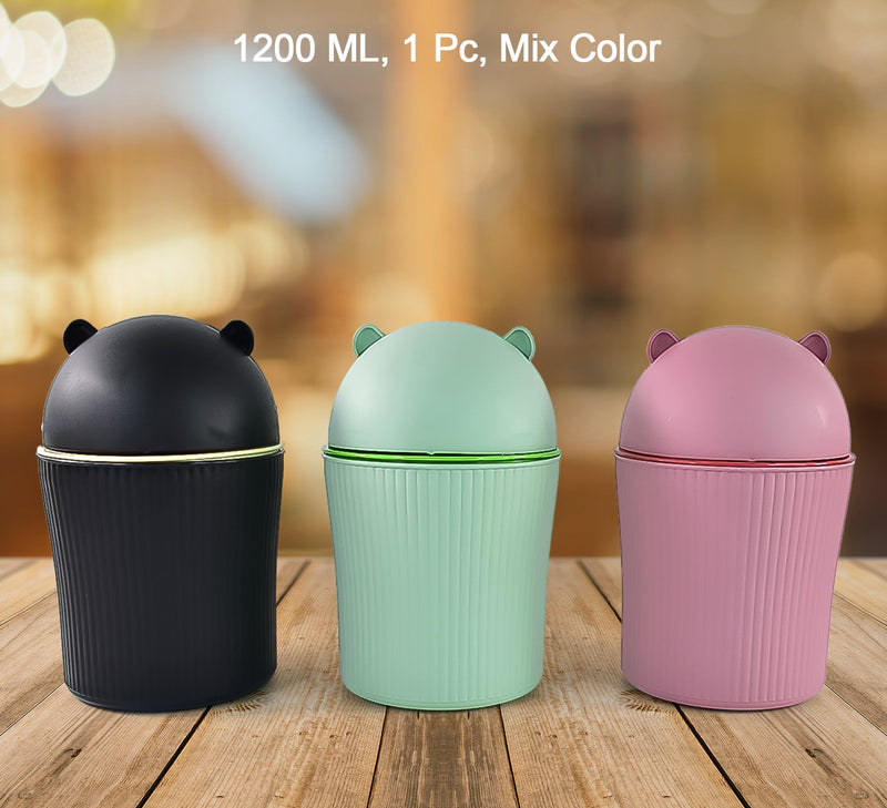Mini Tabletop Dustbin (1 Pc/ 1200 ml/ Mix Colour)