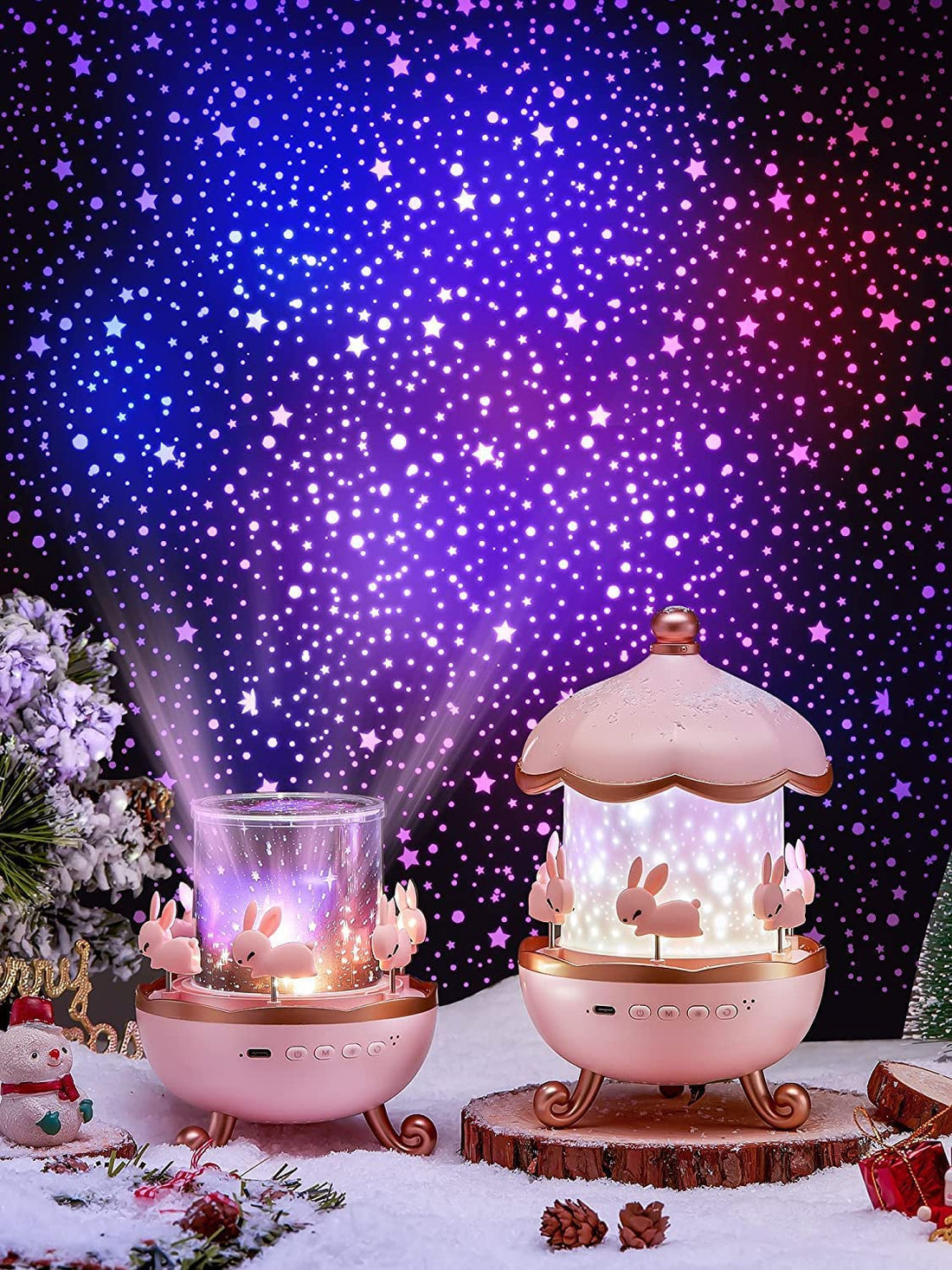 Bunny's Carousel Rotating LED Night Light Projector