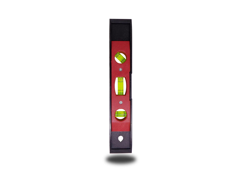 Compact torpedo level with three bubble vials for accuracy.
