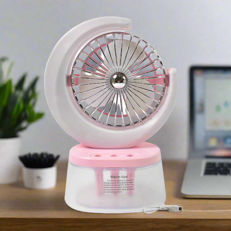 Portable Desktop Fan With LED Light, USB Rechargeable