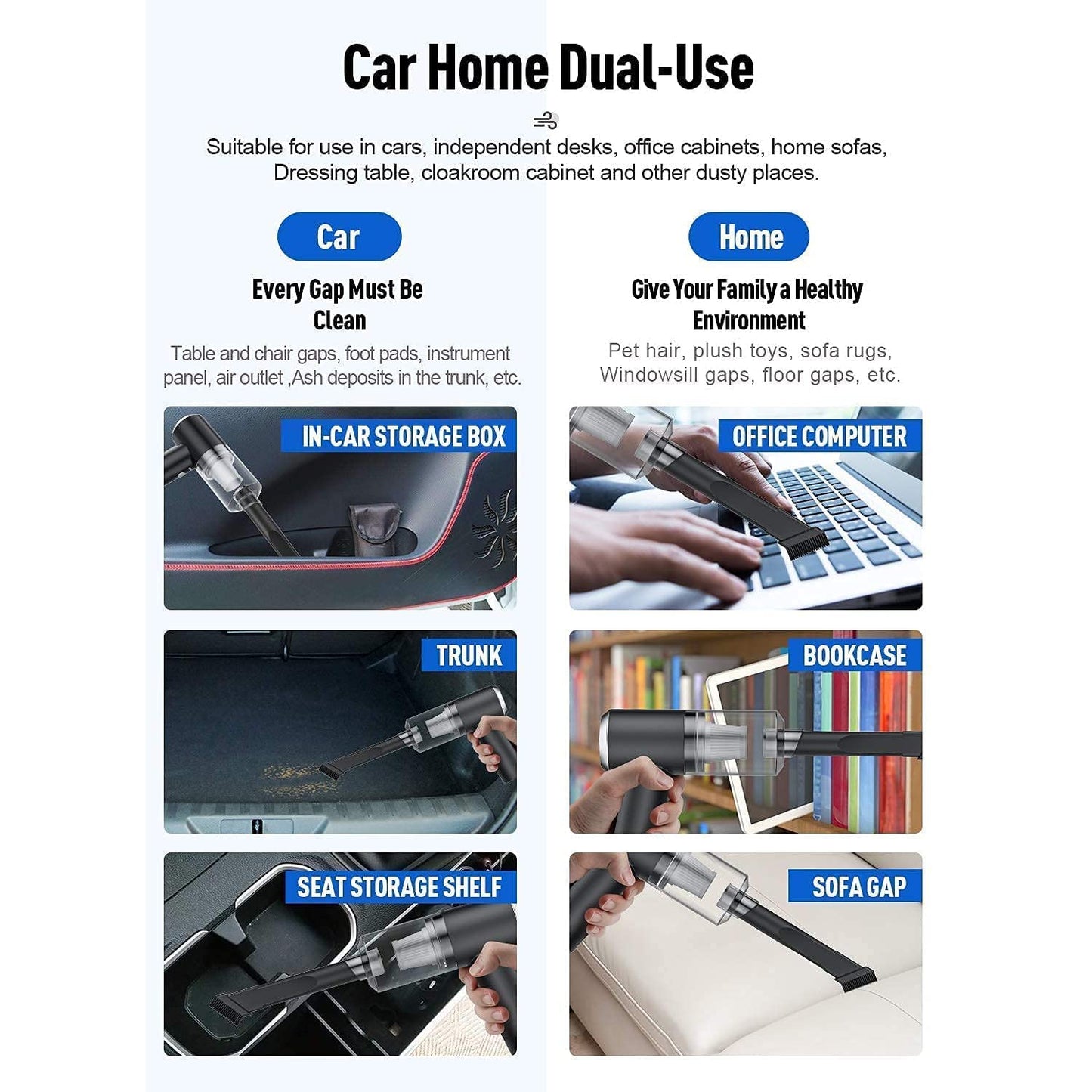 2 In 1 Vacuum Cleaner, Handheld Wireless, Portable USB Rechargeable