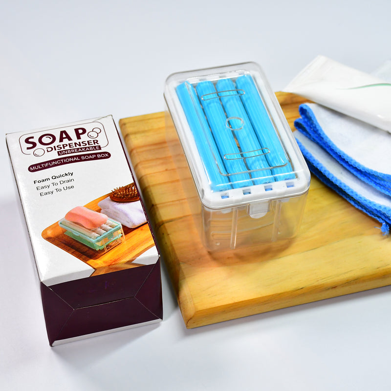 2-in-1 Portable Soap Dish / Soap Dispenser With Roller And Drain Holes