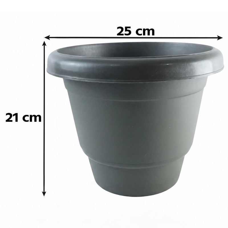 Plastic Round Flower Pot Planter Set Durable Gardening Pots With Rim (6 Pcs Set)