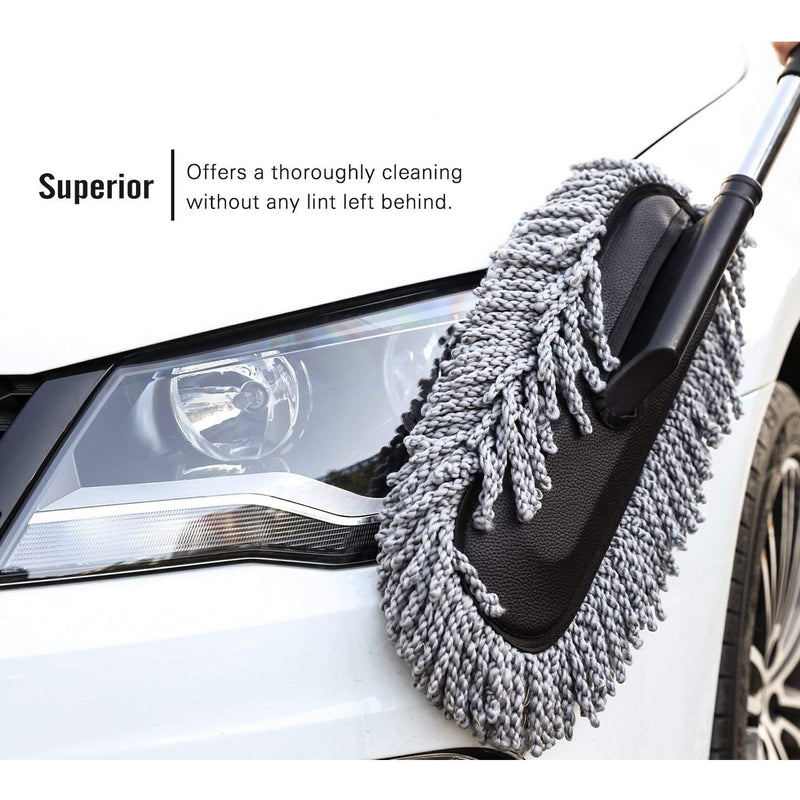 Multipurpose Microfiber Wash Brush With Long Retractable Soft Non-Slip handle For Car / Home