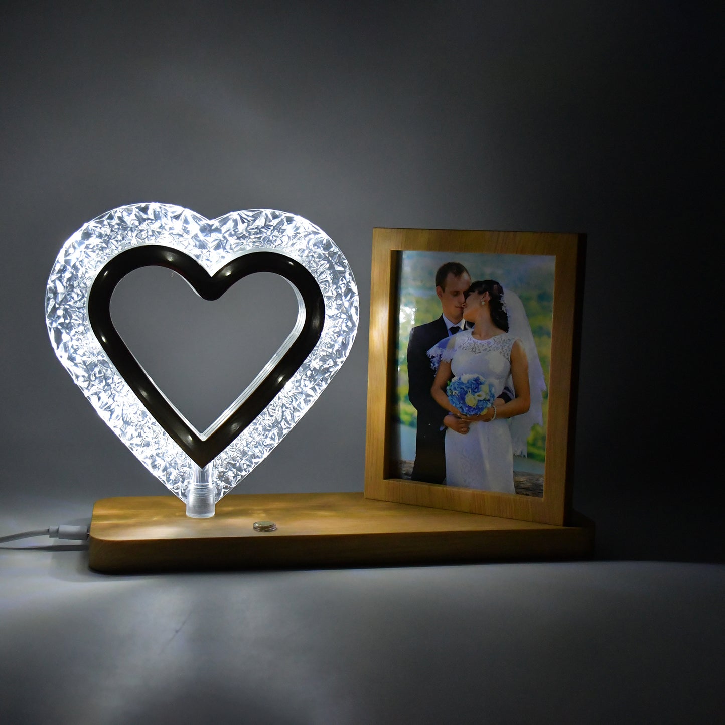 Heart Shape Crystal LED Night Lamp & Photo Frame