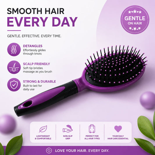 Cushioned Paddle Hair Brush With Ball Tip Bristles For Men And Women (1 Pc)