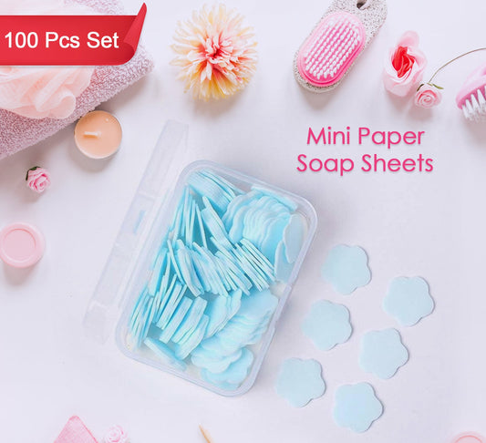 Portable Travel Soap Paper Sheets, Flower Shape (100 Pcs Set / Mix Colour)