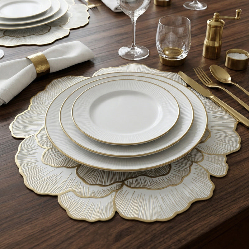 Round Floral Design Pvc Table Mat 1 Pc 36x36 Cm