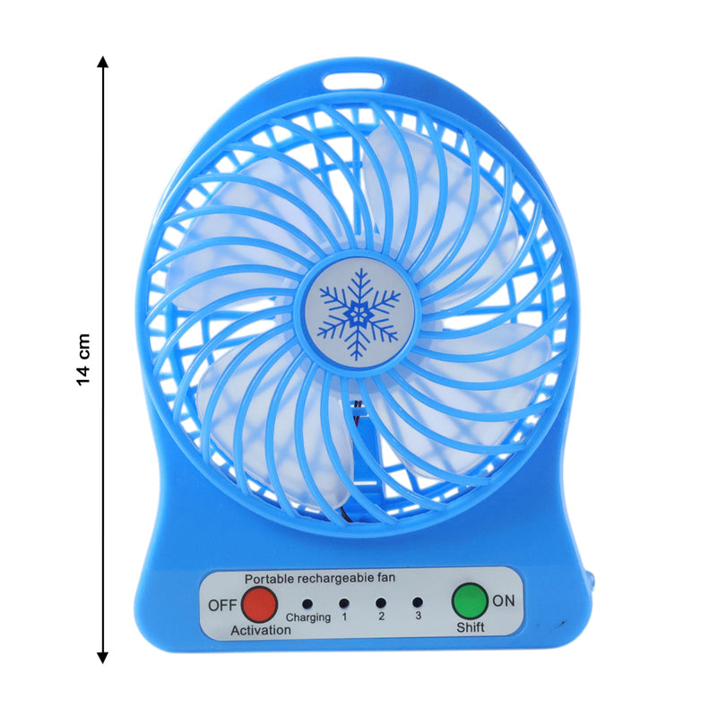 Portable Rechargeable Mini Table Fan With Led Light And Battery (1 Pc)