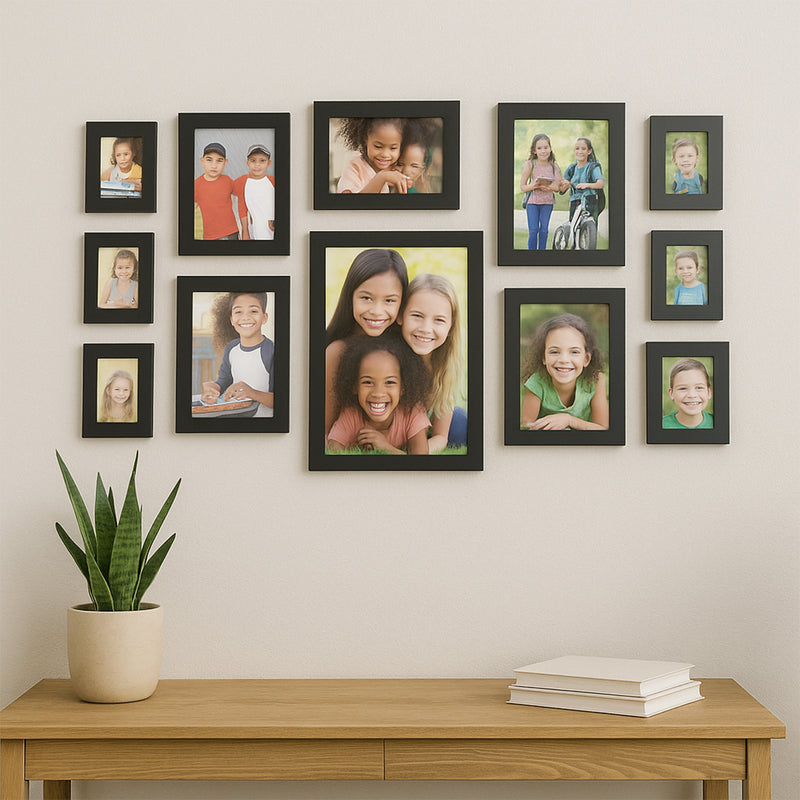 12 Pcs Premium Black Photo Frame Set / Wall Hanging Gallery Frames